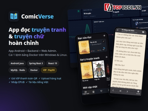 code app đọc truyện,app đọc truyện tranh android,source code đọc truyện,spring boot,android java,react admin